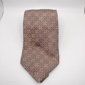 Venanzi Silk Necktie Elegant Patterned Tie Taupe Red Floral Abstract Formal